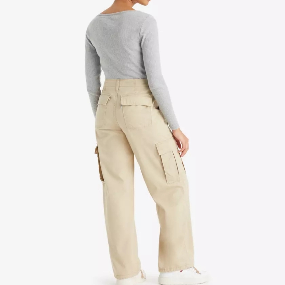 Levi's Women's Tan Wide Leg Cargo 94 Baggy Cotton Pants 29 X 30 - Picture 1 of 14